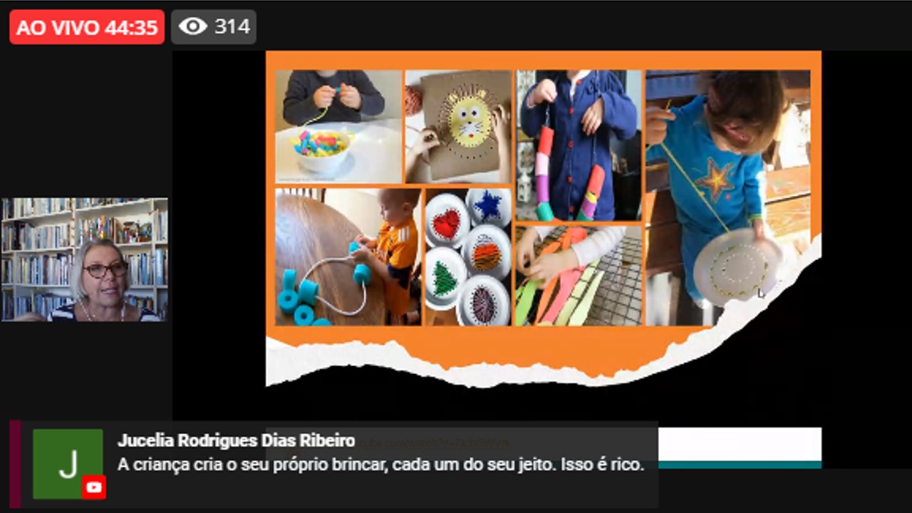 Seminarista apresenta opções de materiais diversos para aprendizado diversificado de crianças na primeira infância.