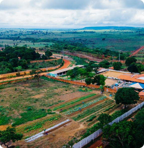 Vista aérea do território de atuação